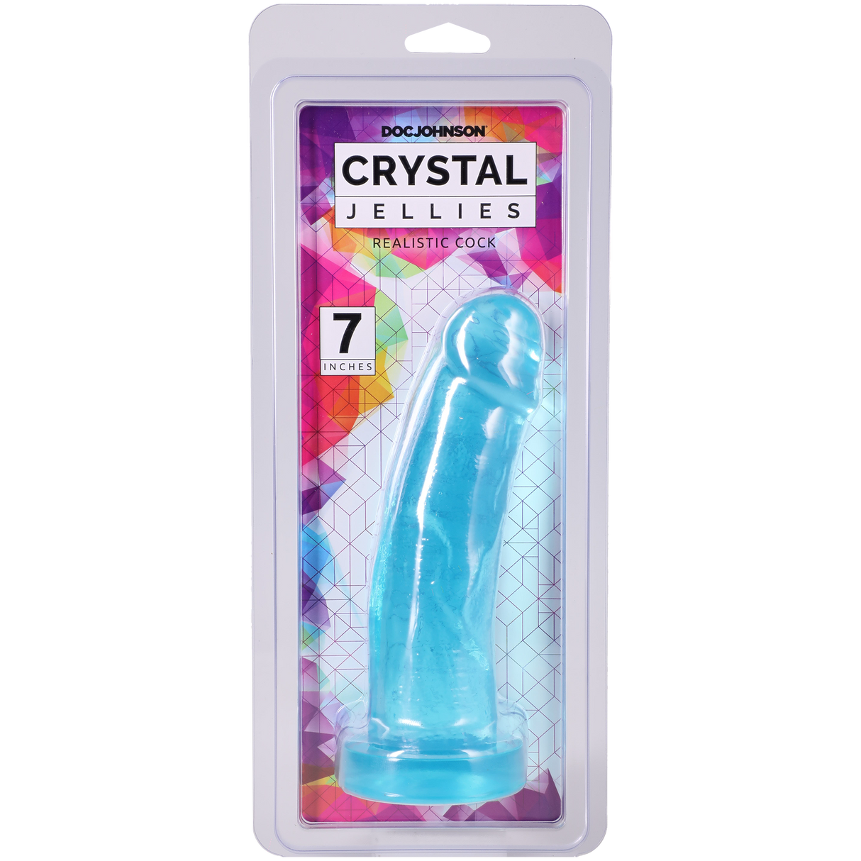 Doc Johnson Crystal Jellies Realistic Dildo — 7 in Teal - DJ0288-45-CD