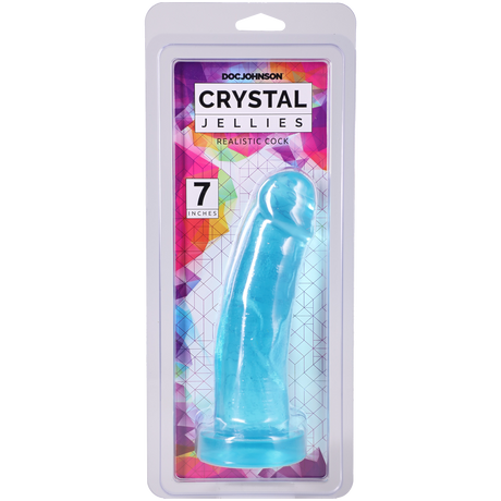 Doc Johnson Crystal Jellies Realistic Dildo — 7 in Teal - DJ0288-45-CD