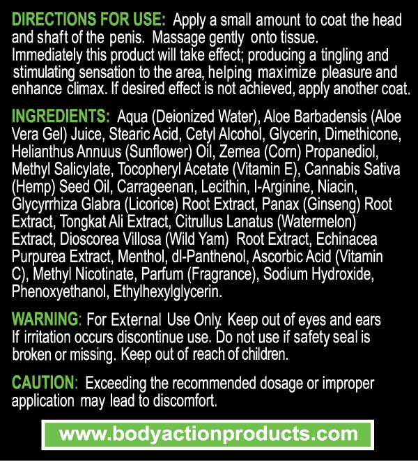 Body Action Hempleasure Arousal Cream for Men — 6 x 0.5 oz - BA-6HMPFM05