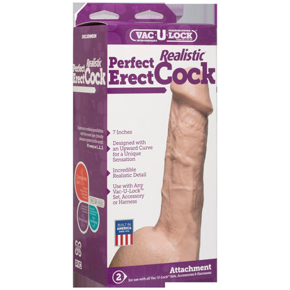 Vac-U-Lock Perfect Erect Realistic Cock - White by Doc Johnson