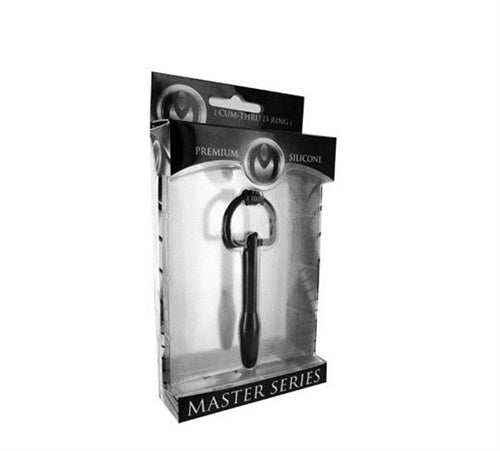 Silicone Cum Thru D Ring Penis Plug - Black by XR Brands