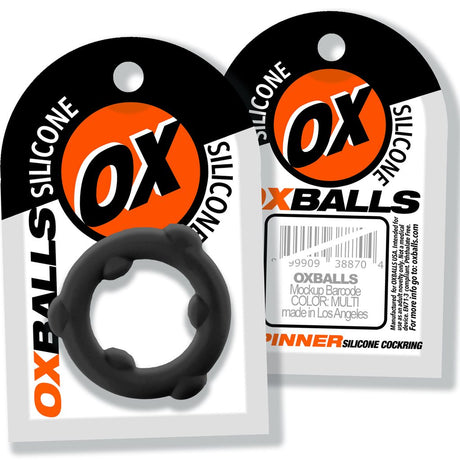 OXBALLS Spinner Liquid Silicone Cock Ring — Black - OX-3202-BLK