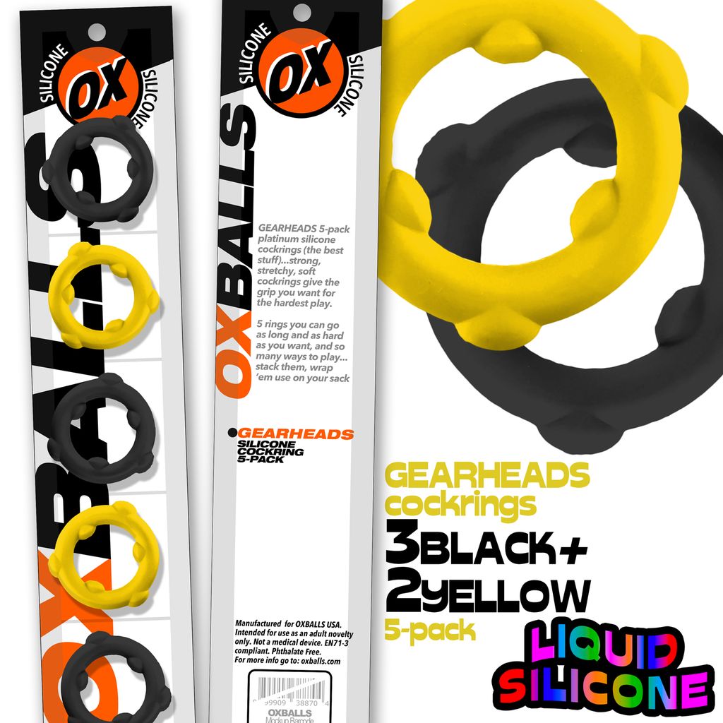 Gearheads 5-Pack Spinner Rings Yellow/Black by OXBALLS
