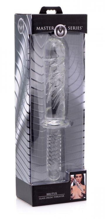 XR Brands Brutus Glass Thruster Dildo, Clear — 6.5 in Insertable - MS-AF178