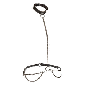 CalExotics Euphoria Plus-Size Chain Halter/Collar and Leash — Black - SE3101013