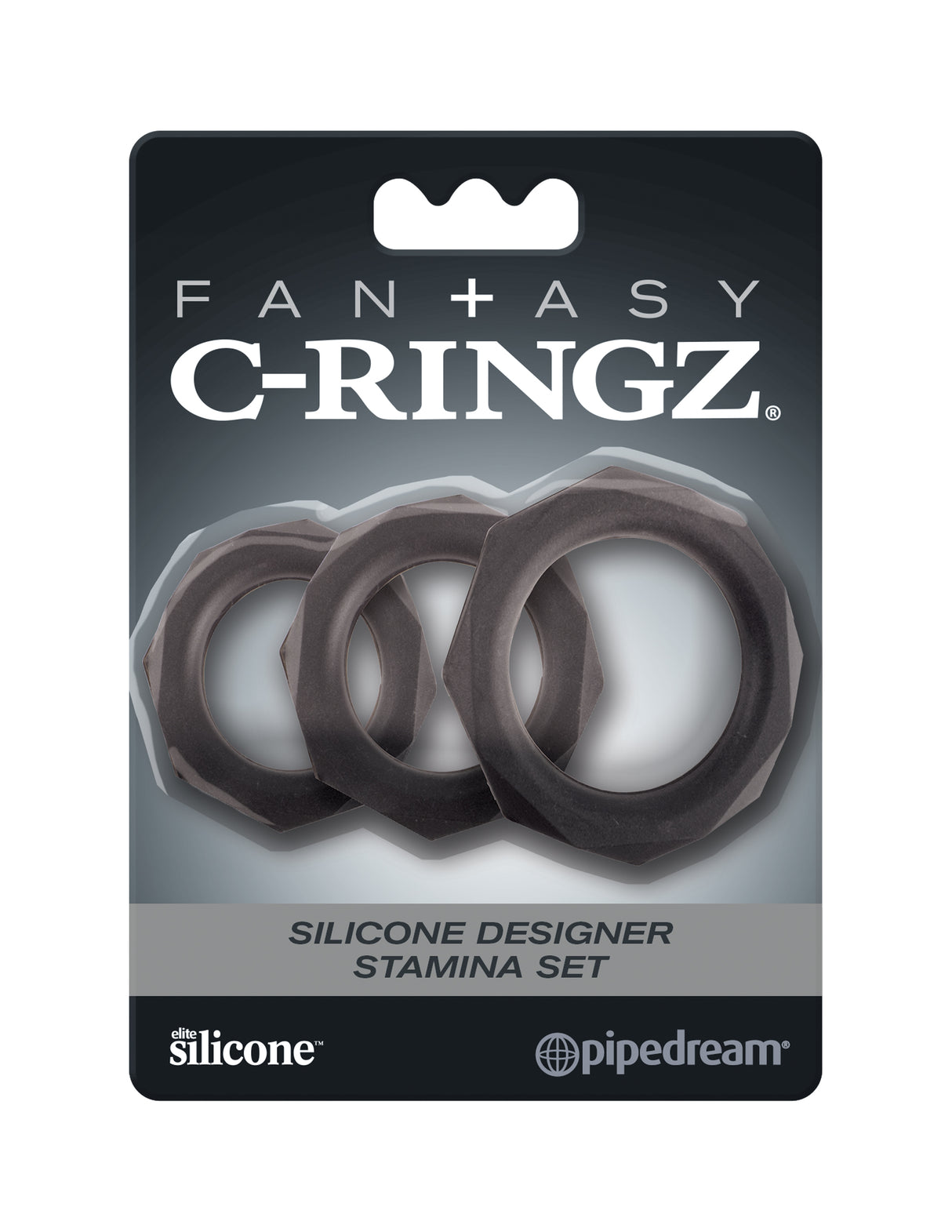 Pipedream Fantasy C-Ringz Silicone Stamina Set, 3 Rings (Black) - PD5967-23