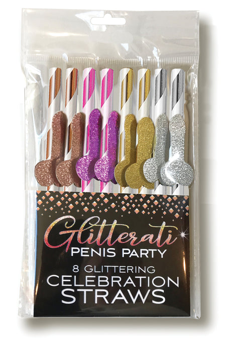 Little Genie Glitterati Novelty Penis Party Straws — 8 Count - CP-1031