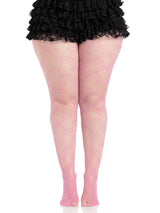 Leg Avenue Plus Bow Net Tights — Pink, 1X/2X - LA-9236XPK1X2