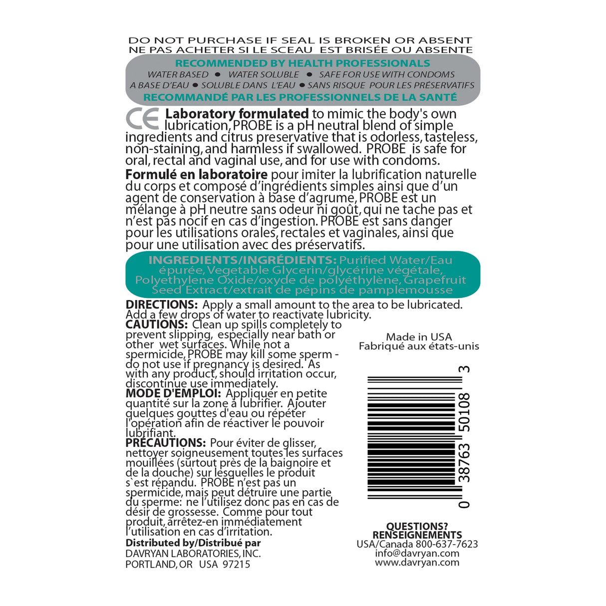 Probe Silky Light Water-Based Lubricant — 8.5 oz - P008