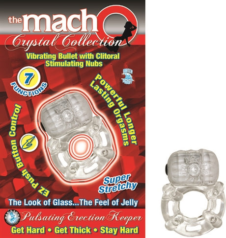 Nasstoys Macho Crystal Pulsating Erection Ring — Clear, 7 Functions - NW2238