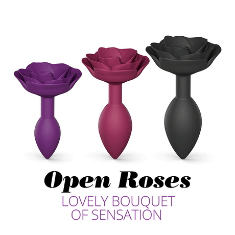 Love To Love Open Roses Anal Plug L — Black Onyx, Silicone - LV2428