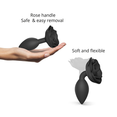 Love To Love Open Roses Anal Plug L — Black Onyx, Silicone - LV2428