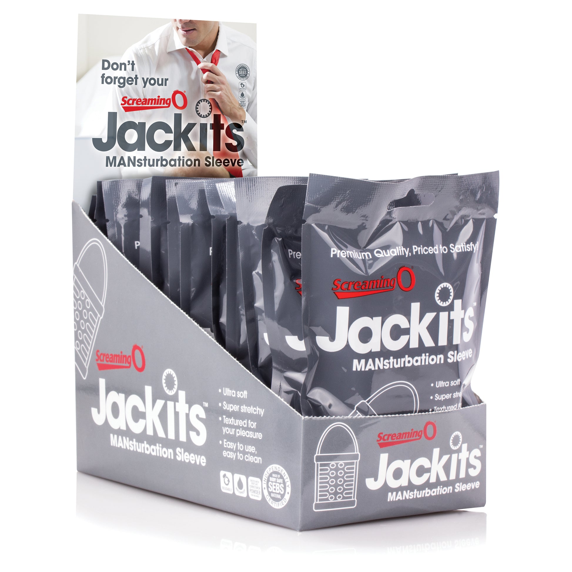 "Jackits Mansturbation Sleeve - 12 Count Pop Box  Display - Clear JAK-C-110D"