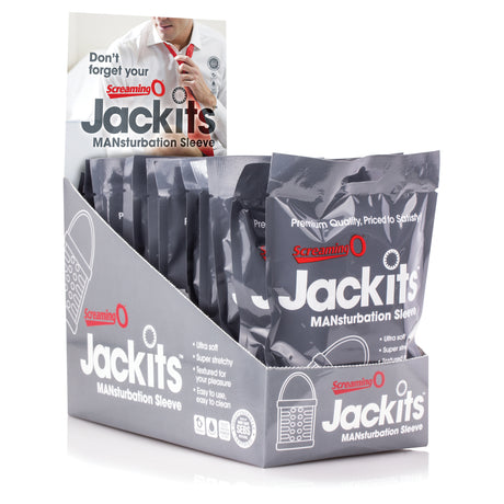 Screaming O Jackits Reusable Male Sleeves — Clear, 12-Count Display - JAK-C-110D