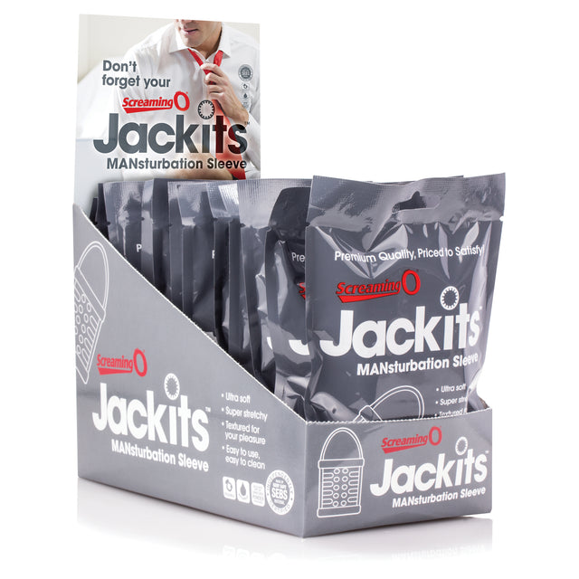 Screaming O Jackits Reusable Male Sleeves — Clear, 12-Count Display - JAK-C-110D