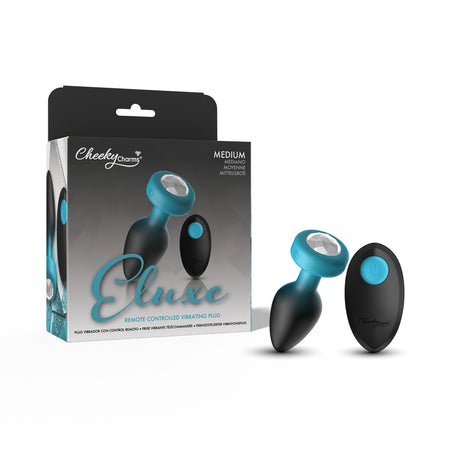 Viben Eluxe Vibrating Anal Plug — Medium Blue Ombre, Clear Gem & Remote - VB-CC9157