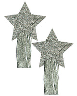 Pastease Glitter Tassel Star Pasties — Silver, One Size