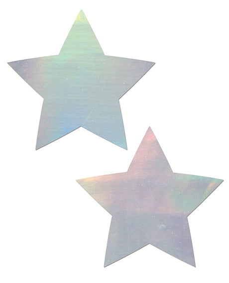 Pastease Hologram Star Pasties — Silver, One Size