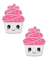 Pastease Cupcake Glittery Frosting Nipple Pastie - White O/S by Pastease