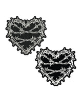 Pastease Barbed Wire Heart Reflective Pasties — Black, One Size