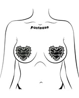 Pastease Barbed Wire Heart Reflective Pasties — Black, One Size