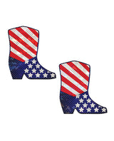 Pastease Sparkling Stars & Stripes Cowboy Boot Nipple Pasties — Red/White/Blue