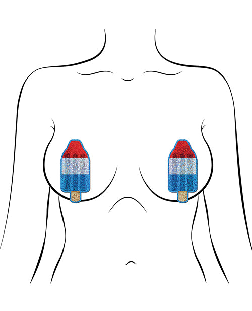 Pastease Premium American Pop Nipple Pasties — Red/White/Blue, One Size
