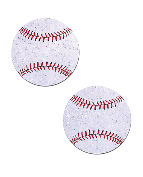 Pastease Baseball Sparkly Pasties — White, 2.5in One Size
