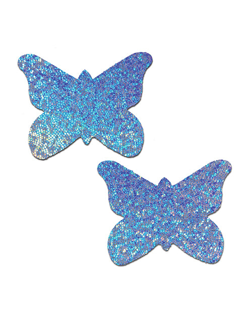 Pastease Glitter Butterfly Nipple Pasties — Blue, One Size