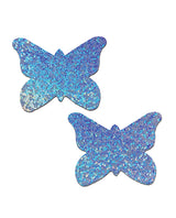 Pastease Glitter Butterfly Nipple Pasties — Blue, One Size