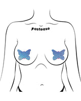 Pastease Glitter Butterfly Nipple Pasties — Blue, One Size