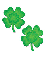 Pastease Four-Leaf Clover Glitter Velvet Nipple Pasties, Green One Size