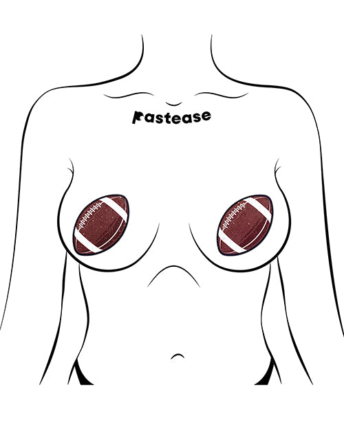 Pastease Football Sparkly Nipple Pasties — Brown, One Size