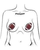 Pastease Football Sparkly Nipple Pasties — Brown, One Size
