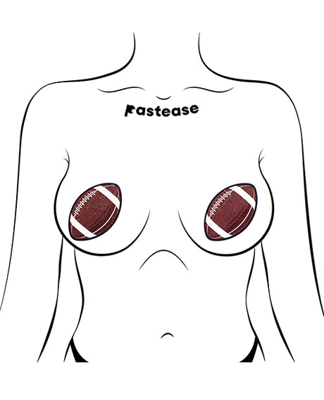 Pastease Football Sparkly Nipple Pasties — Brown, One Size