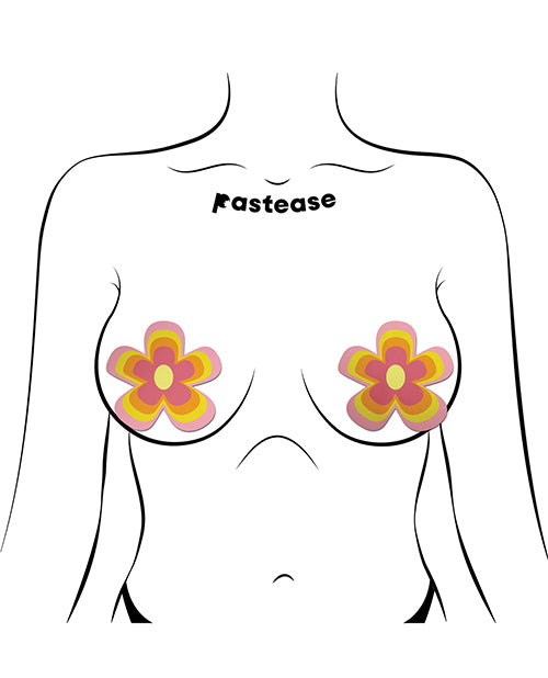 Pastease Groovy Flower Nipple Pasties — Pink, One Size