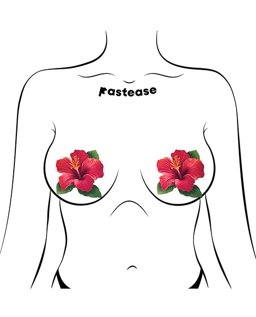 Pastease Tropical Vibrant Hawaiian Hibiscus Botanical Flower - Red O/S by Pastease