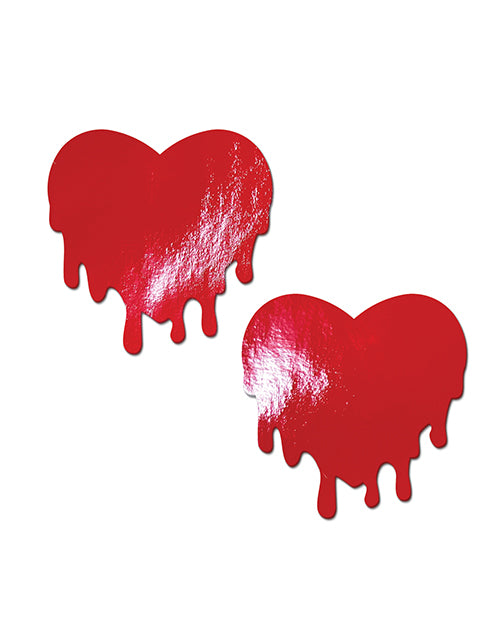 Pastease Melty Heart Nipple Pasties — Faux Leather Red, One Size