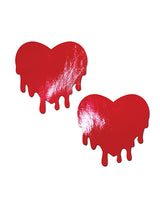 Pastease Melty Heart Nipple Pasties — Faux Leather Red, One Size