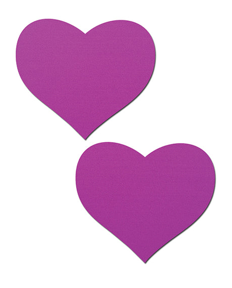 Pastease Neon Heart Nipple Pasties — Black Light Reactive, Neon Purple (One Size)
