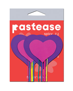 Pastease Hearts w/Fringe Rainbow Tassels - Neon Pink/Purple O/S by Pastease