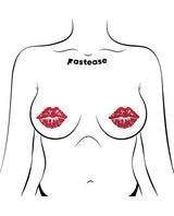 Pastease Sparkle Kissing Lips Pasties — Red, O/S