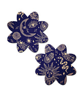 Pastease Midnight Celestial Sun & Moon Pasties — 3 in Petal, Black/White