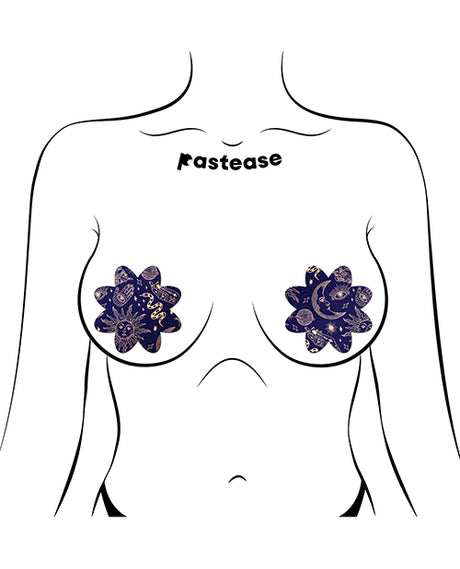 Pastease Midnight Celestial Sun & Moon Petal - Black/White O/S by Pastease
