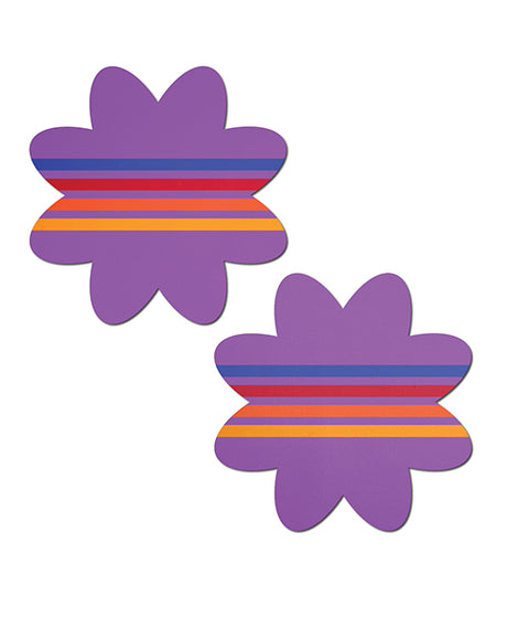 Pastease Retro Striped Petal Breast Pasties — Purple, One Size
