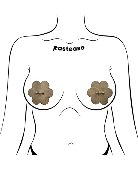 Pastease Pierced Flower Breast Petal w/Barbell Piercing - Nude O/S by Pastease