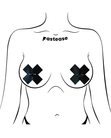 Pastease Pierced Liquid Black Cross w/Barbell Piercing - Black O/S by Pastease