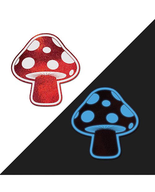 Pastease Shroom Glow-in-the-Dark Nipple Pasties — Red/White, One Size