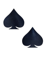 Pastease Liquid Spade Nipple Pasties — Black, One Size