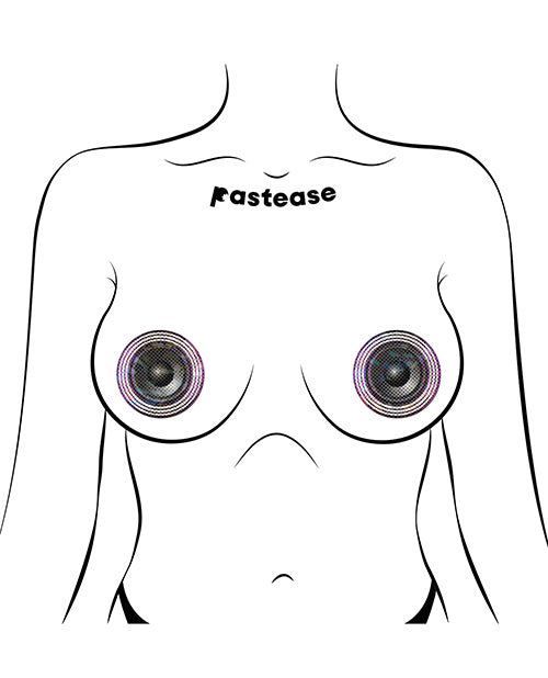 Pastease Subwoofer Speaker Pasties, Black/White — 2.6" O/S